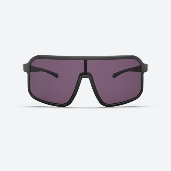 Cycling glasses N°4 with a full frame, a violet category 2 lens and a large field of vision. Suitable for road, gravel and MTB cycling.